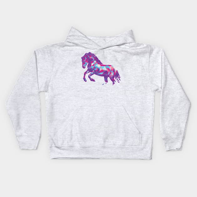 Cute Geometric Rearing Horse Kids Hoodie by polliadesign